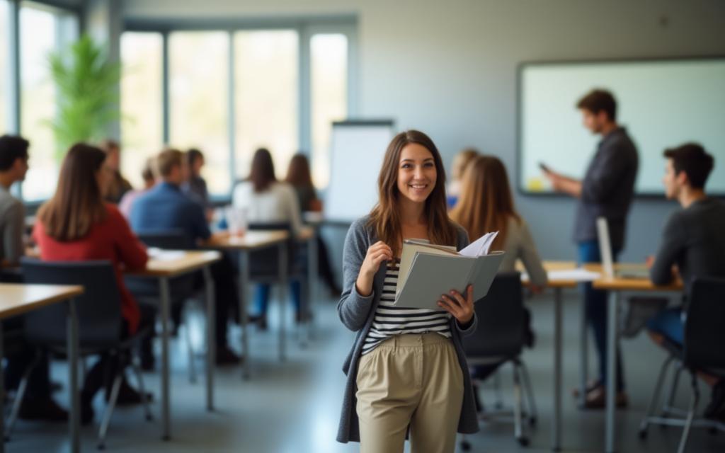 Image of students in a modern classroom setting at Swiss Media Academy